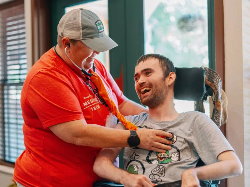 Doctor checking a patient at camp barnabas