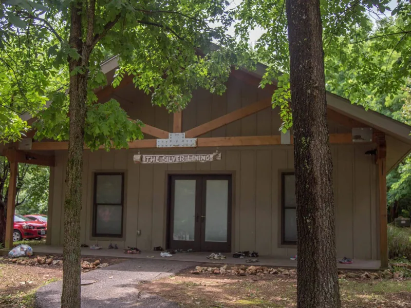 Cabin at Camp Barnabas with Trees in front